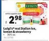 Lidl Luigi's real italian ice lemon & strawberry offer
