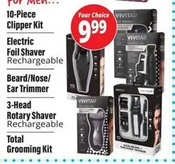 Ocean State Job Lot 10-piece clipper kit, electric foil shaver rechargeable, beard-nose-ear trimmer, 3-head rotary shaver rechargeable, total gro offer