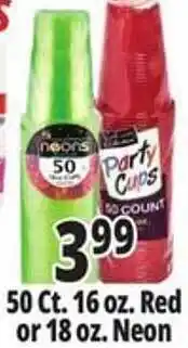 Ocean State Job Lot 50 ct 16 oz red or 18 oz neon offer