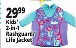 Ocean State Job Lot Kids' 2-in-1 rashguard life jacket offer