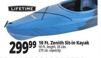 Ocean State Job Lot 10 ft zenith sit-in kayak lifetime offer