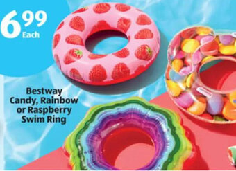 Aldi Bestway Candy, Rainbow Or Raspberry Swim Ring offer