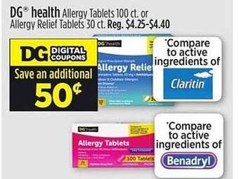 Dollar General Dg health allergy tablets or allergy relief tablets offer