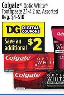 Dollar General Colgate optic white toothpaste offer