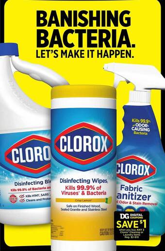 Dollar General Clorox cleaning or laundry items offer