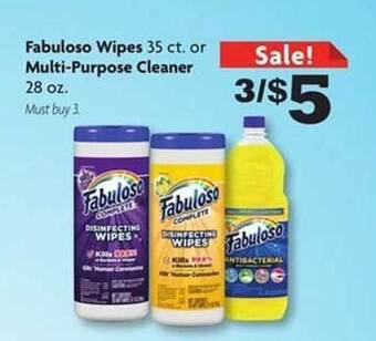 Family Dollar Fabuloso wipes or multi-purpose cleaner offer