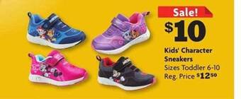 Family Dollar Kids' character sneakers offer