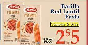Market Basket Barilla red lentil pasta offer