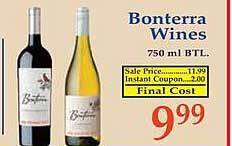 Market Basket Bonterra wines offer