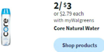Walgreens Core Natural Water offer