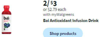 Walgreens Bai Antioxidant Infusion Drink offer
