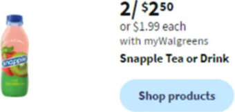 Walgreens Snapple Tea or Drink offer
