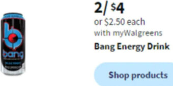 Walgreens Bang Energy Drink offer