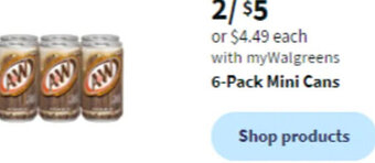 Walgreens 6-Pack Mini Cans offer