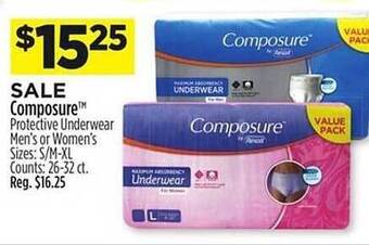 Dollar General Composure protective underwear men's or women's offer