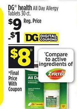Dollar General Dg health all day allergy tablets offer