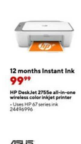 Staples Hp deskjet 2755e all-in-one wireless color inkjet printer offer