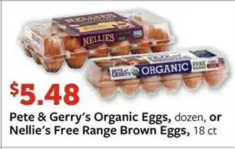 Fareway Pete & gerry's organic eggs or nellie's free range brown eggs offer