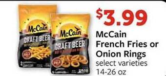 Fareway Mccain french fries or onion rings offer
