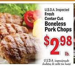 Food Depot Fresh center cut boneless pork chops offer