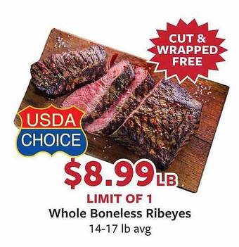 Fareway Whole boneless ribeyes offer