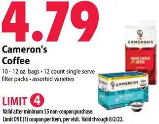 Festival Foods Cameron's Coffee 10-12 oz. offer