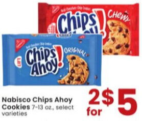 Albertsons Nabisco Chips Ahoy Cookies 7-13 Oz. offer