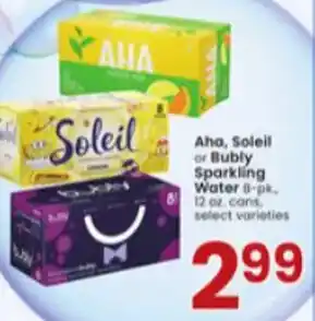 Albertsons Aha, Soleli or Bubly Sparkling Water 12 Oz. offer