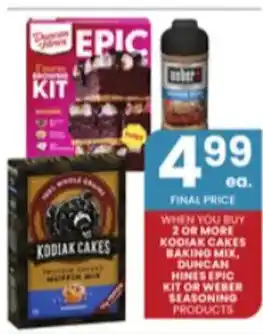 Albertsons 2 or More Kodiak Cakes Baking Mix, Dunc An Hines Epic Kit or Weber Seasoning offer