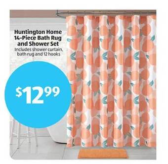 Aldi Huntington home 14-piece bath rug and shower set offer