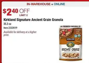 Costco Kirkland signature ancient grain granola offer