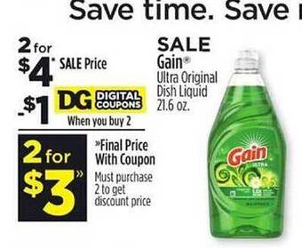 Dollar General Gain dish liquid offer