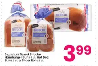 Albertsons Signature select brioche hamburger buns, hot dog buns or slider rolls offer