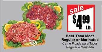 Rancho Markets Beef taco meat regular or marinated offer