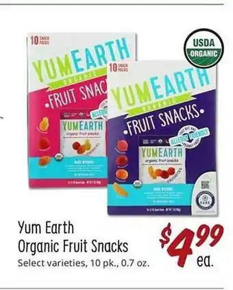 Sprouts Farmers Market Yum earth organic fruit snacks offer