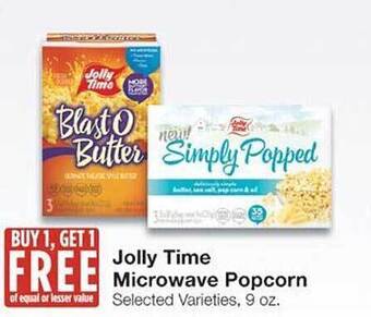United Supermarkets Jolly time microwave popcorn offer