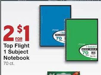 United Supermarkets Top flight 1 subject notebook offer