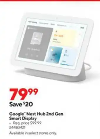 Staples Google Nest Hub 2nd Gen Smart Display offer