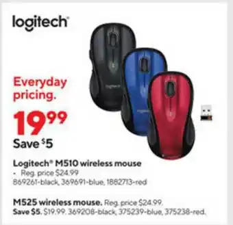 Staples Logitech M510 Wireless Mouse M525 Wireless Mouse offer