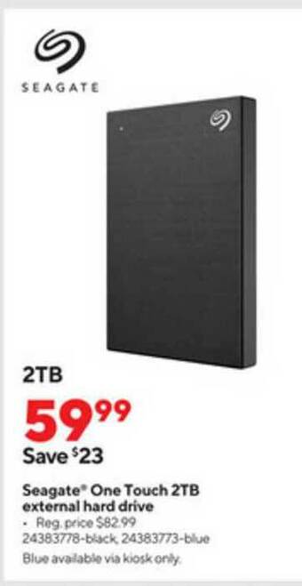 Staples Seagate One Touch 2tb External Hard Drive offer