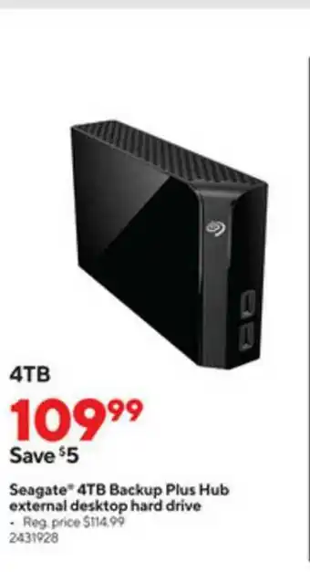 Staples Seagate 4tb Backup Plus Hub External Desktop Hard Drive offer
