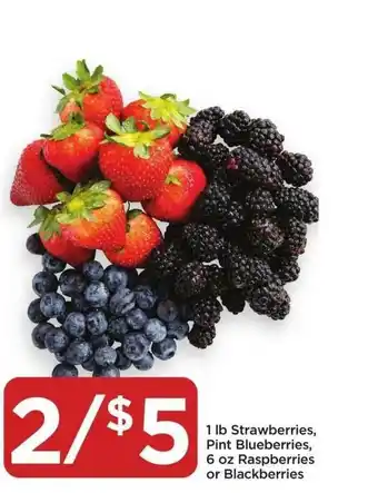 Food 4 Less 1 Lb Strawberries, Pint Blueberries, 6oz Raspberries Or Blackberries offer