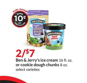 Hy-Vee Ben & jerry's ice cream or cookie dough chunks offer