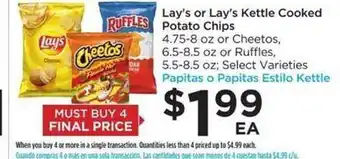 Food 4 Less Lay's or lay's kettle cooked potato chips or cheetos, ruffles offer