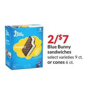 Hy-Vee Blue bunny sandwiches or cones offer