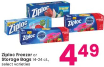 Albertsons Ziploc Freezer or Storage Bags 14-24 ct offer
