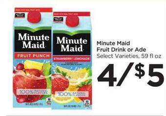 Food 4 Less Minute maid fruit drink or ade offer