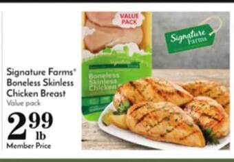 Pavilions Signature farms® boneless skinless chicken breast offer