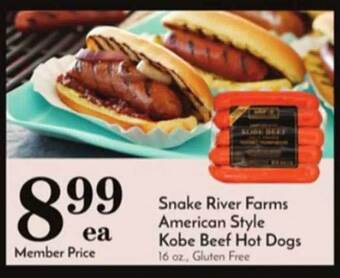 Pavilions Snake river farms american style kobe beef hot dogs offer