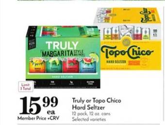 Pavilions Truly or topo chico hard seltzer offer